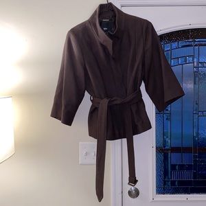 Brown wool blend stylish short jacket